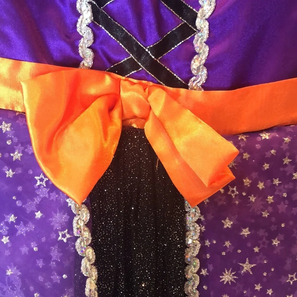 Disney Minne Mouse Princess Witch Purple Orange Sparkle Costume Girls 130 7/8
